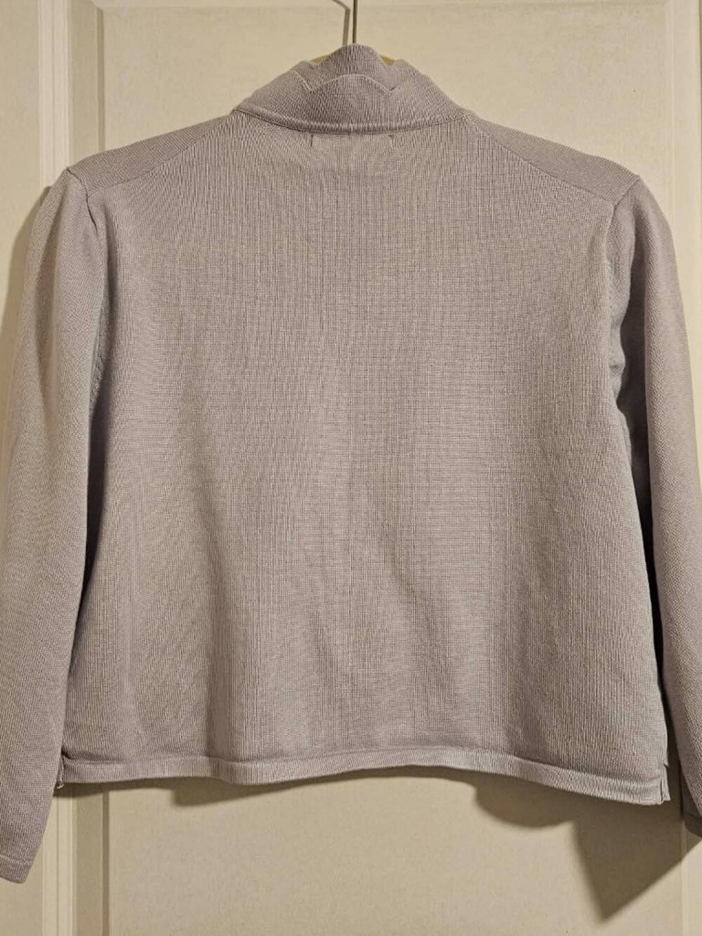 Cable & Gauge Scalloped Open Front Cardigan – Pale Lavender – Size L - Picture 2 of 6